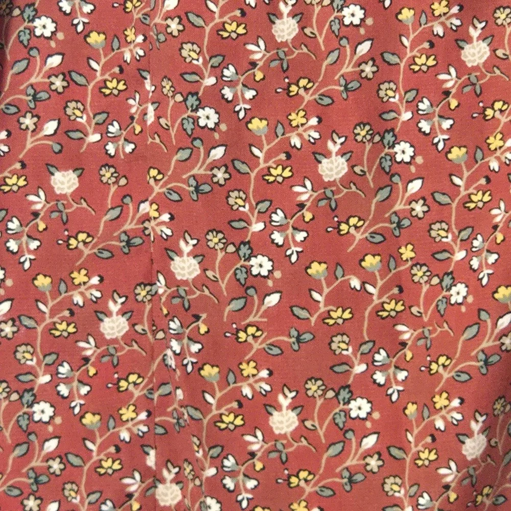 Trixxi Floral Puff Sleeve Mini Dress Rust Orange M Cottagecore Boho Romantic - Picture 2 of 12